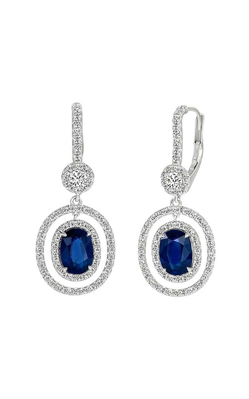 A white gold diamond and sapphire drop earrings
